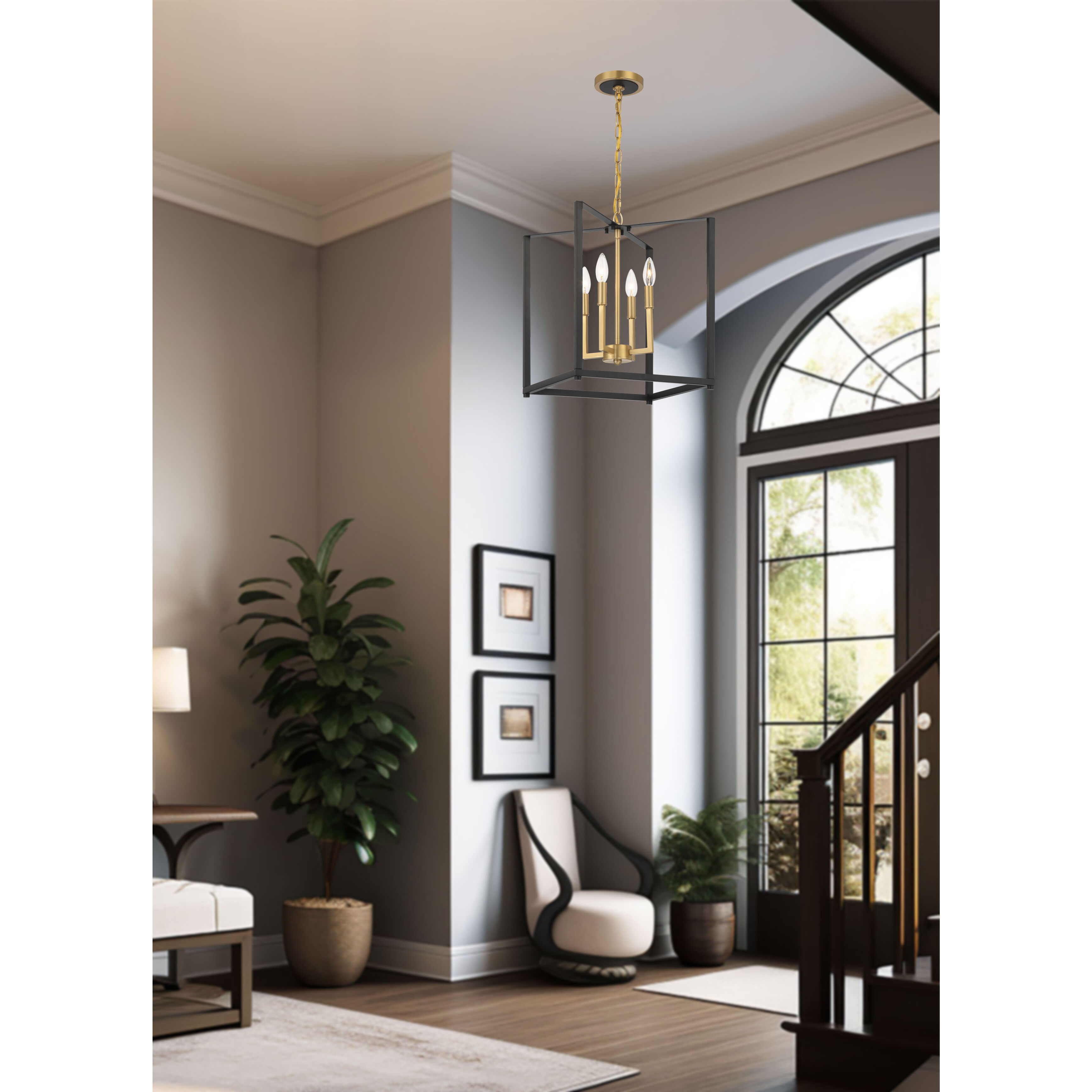 Colwick 4 Light 13.75 inch Matte Black and Signature Gold Pendant Ceiling Light