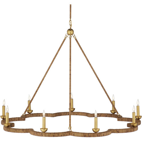 Savoie 9 Light 43 inch Natural/Contemporary Gold Leaf Chandelier Ceiling Light, Suzanne Duin Collection