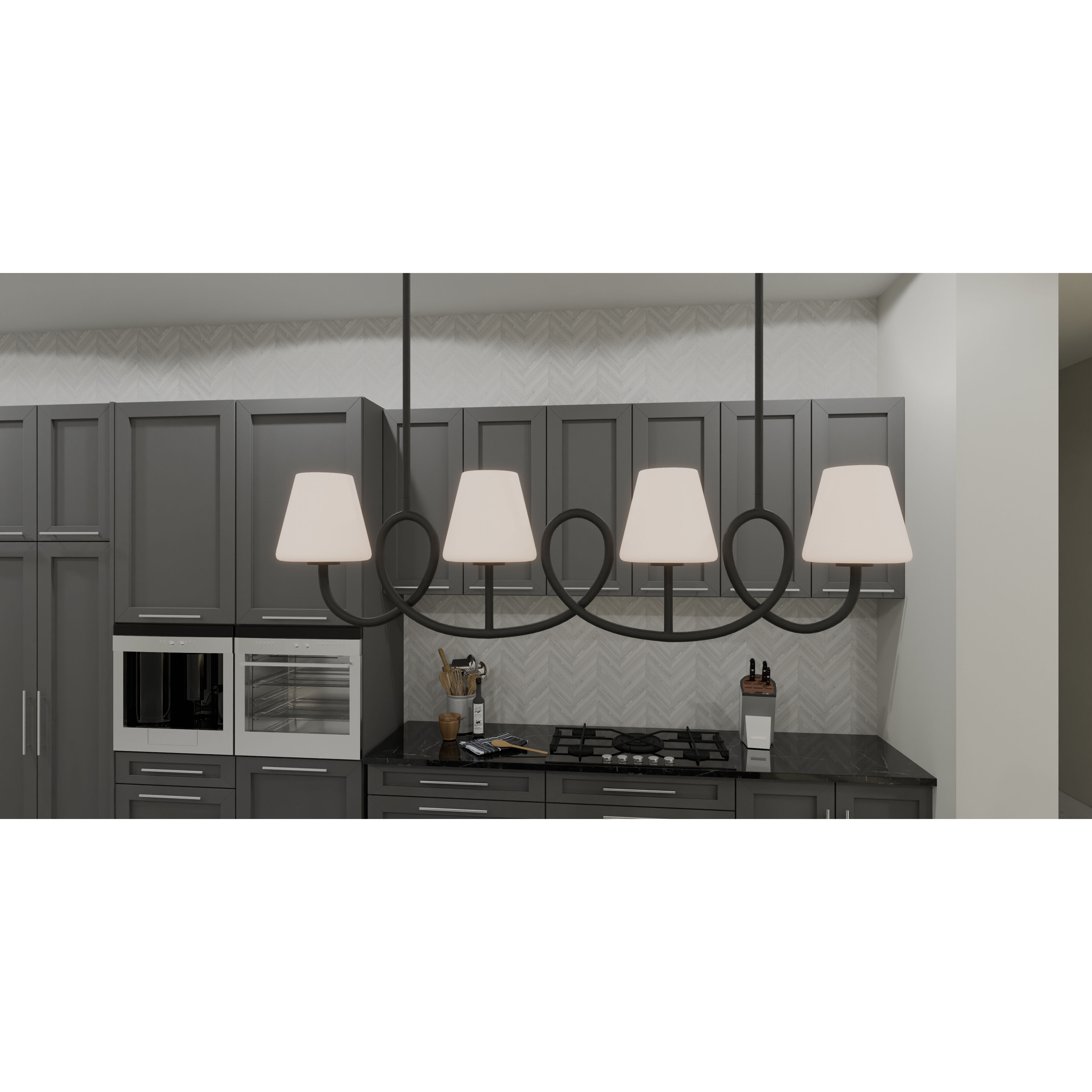 Atkins 4 Light 40 inch Matte Black Island Light Ceiling Light, Medium