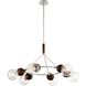Arlo 6 Light 46 inch Polished Ss And Natural Acacia Chandelier Ceiling Light