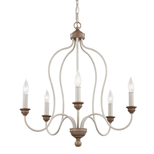 Hartsville 5 Light 23.5 inch Chalk Washed / Beachwood Chandelier Ceiling Light