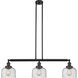 Franklin Restoration Large Bell 3 Light 41 inch Matte Black Island Light Ceiling Light in Seedy Glass, Franklin Restoration