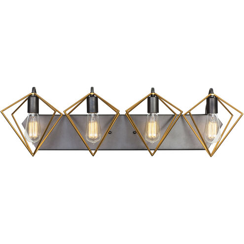 Metropolis 4 Light 31.5 inch Antique Gold and Rustic Bronze Bath Vanity Wall Light