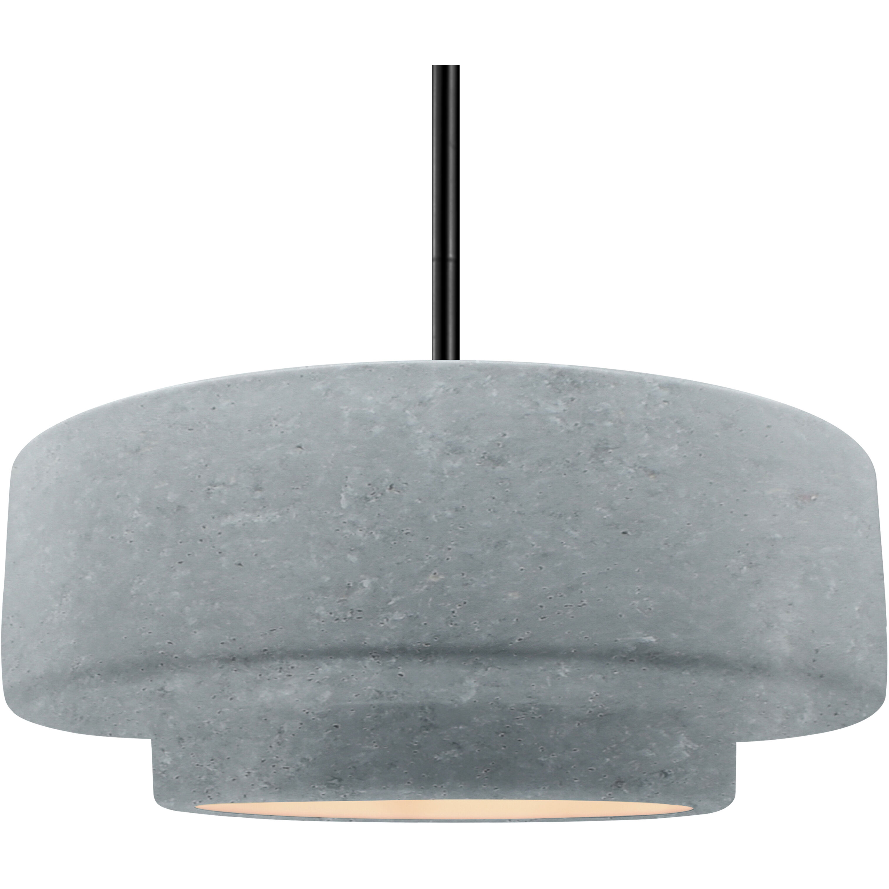 Radiance Collection - Tier Pendant Ceiling Light in Matte Black, Replaceable Bulb, Rigid Stem, Concrete, 16.25W x 6H, Form+Finish+Function