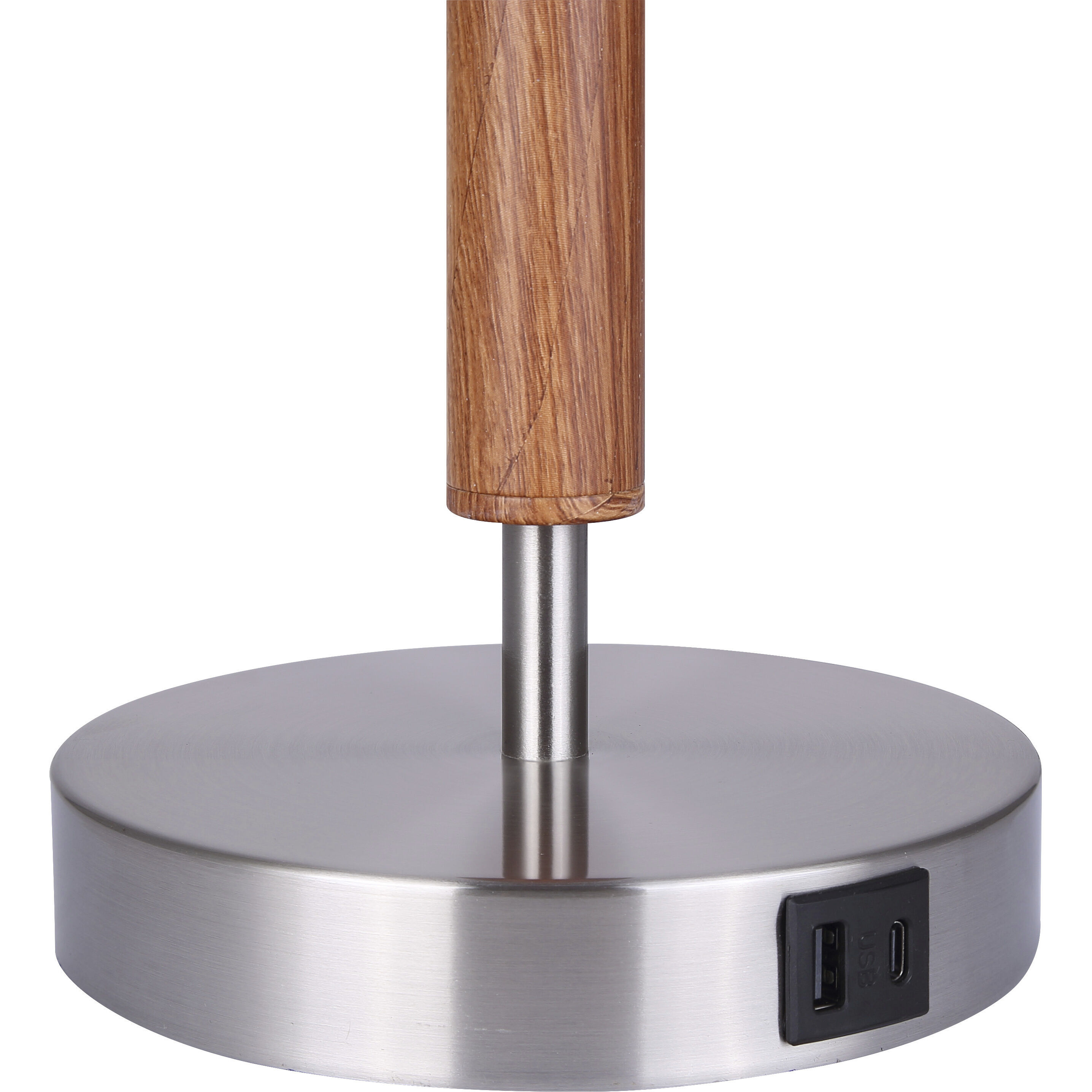 Maly 25.5 inch 100.00 watt Brushed Nickel and Faux Wood Table Lamp Portable Light