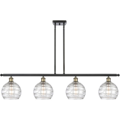 Ballston Deco Swirl 4 Light 48 inch Black Antique Brass Island Light Ceiling Light, Ballston