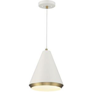 Vintage 1 Light 10 inch White with Natural Brass Pendant Ceiling Light