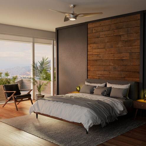 Inez 60 inch Brushed Nickel with Matte Nickel Blades Outdoor Ceiling Fan