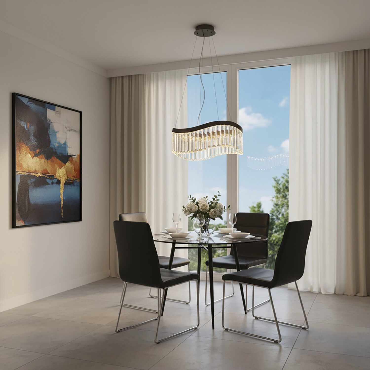 Jules LED 19.3 inch Black Chandelier Ceiling Light