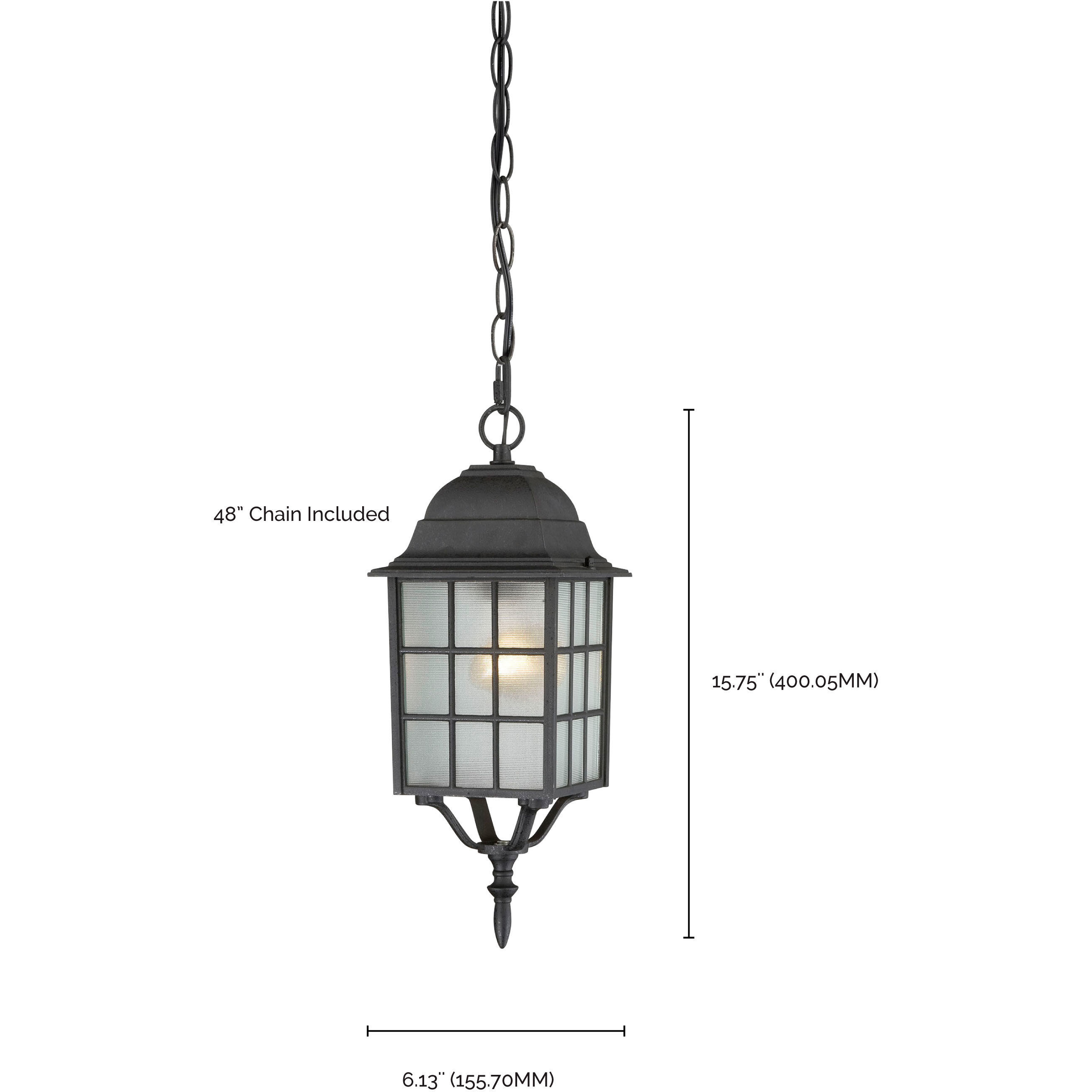 Adams 1 Light 6 inch Textured Black Outdoor Hanging Lantern