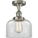 Bell 1 Light 6.5 inch Brushed Satin Nickel Semi-Flush Mount Ceiling Light