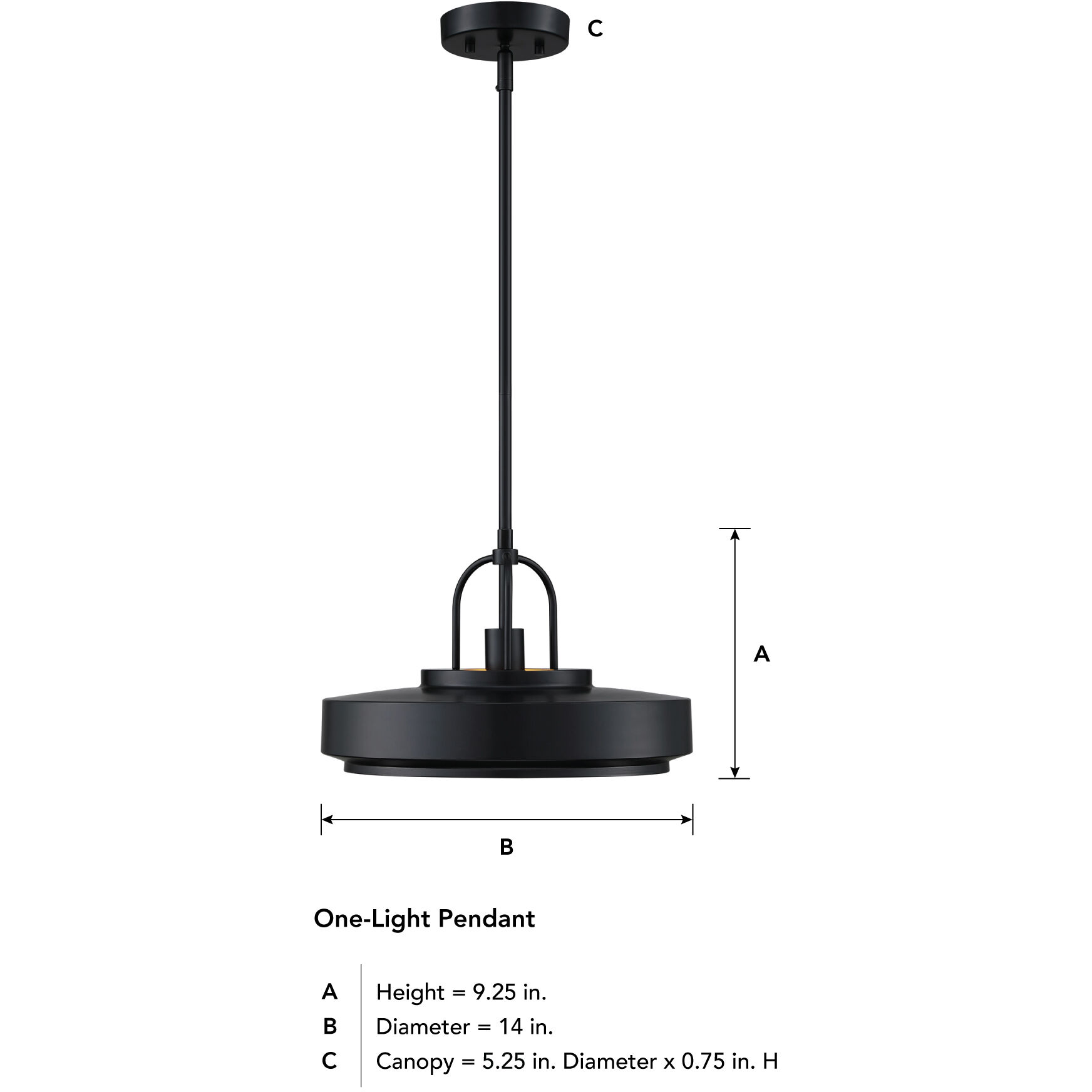 Odea 1 Light 14 inch Matte Black Pendant Ceiling Light