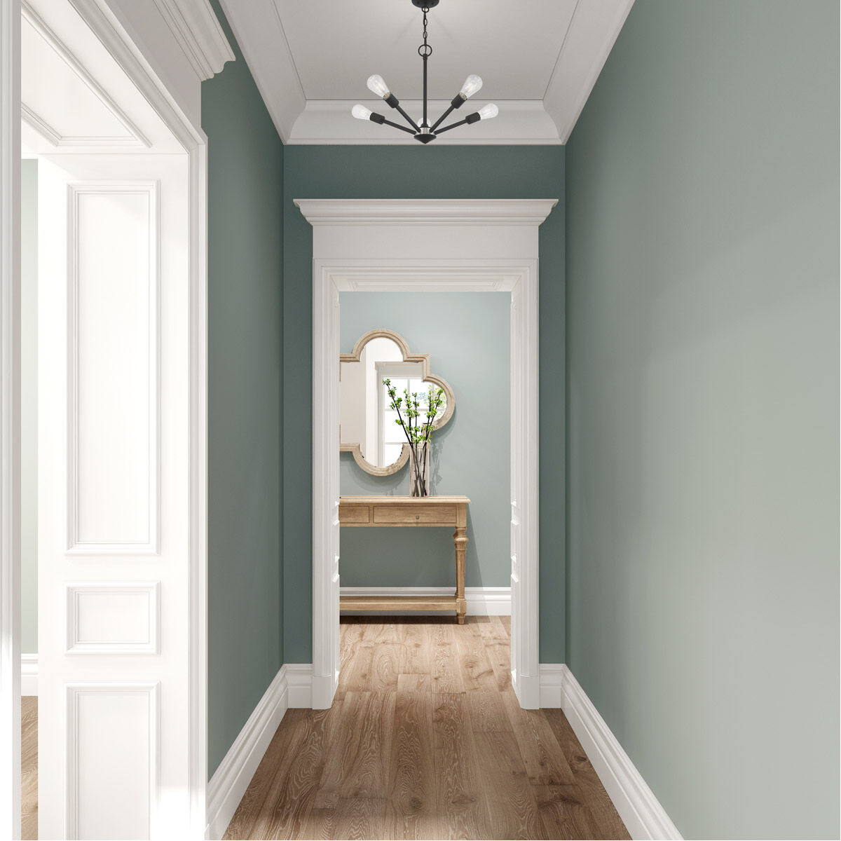 Prague 5 Light 20 inch Black with Brushed Nickel Accents Chandelier Ceiling Light