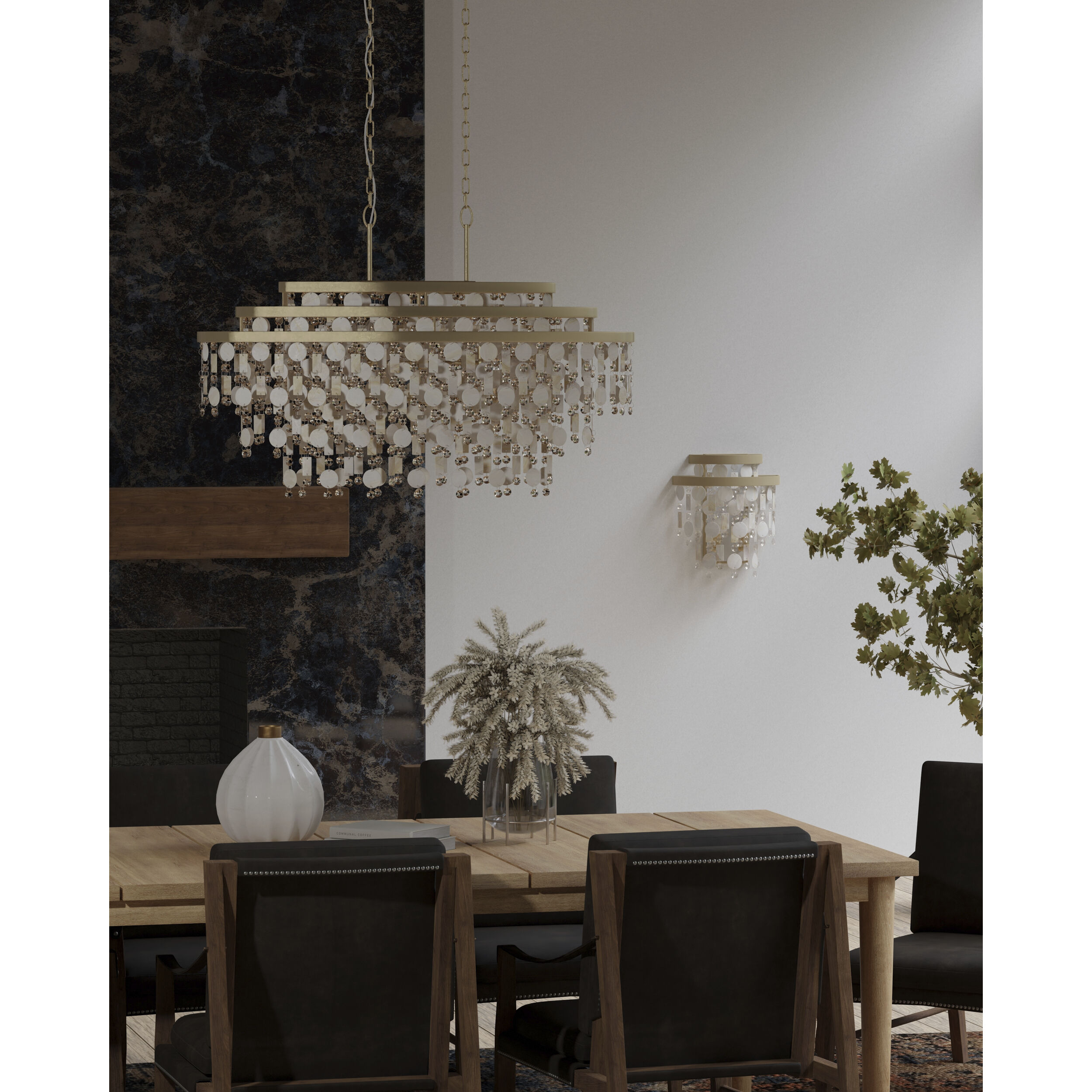 Kalani 9 Light 42 inch French Gold Linear Pendant Ceiling Light, Smithsonian Collaboration