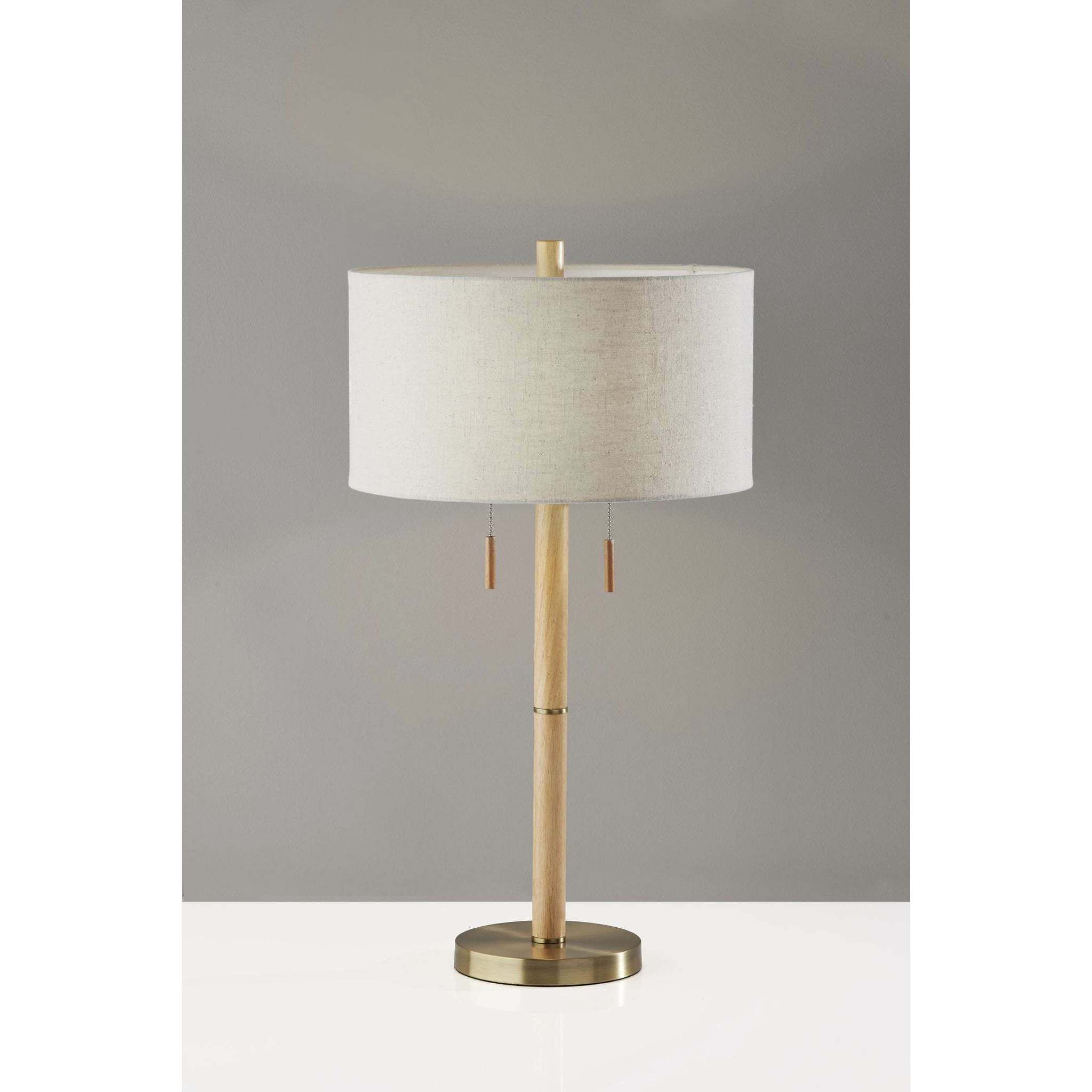Madeline 28 inch 100.00 watt Natural Rubberwood and Antique Brass Table Lamp Portable Light