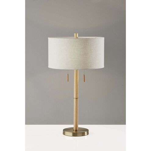 Madeline 28 inch 100.00 watt Natural Rubberwood and Antique Brass Table Lamp Portable Light