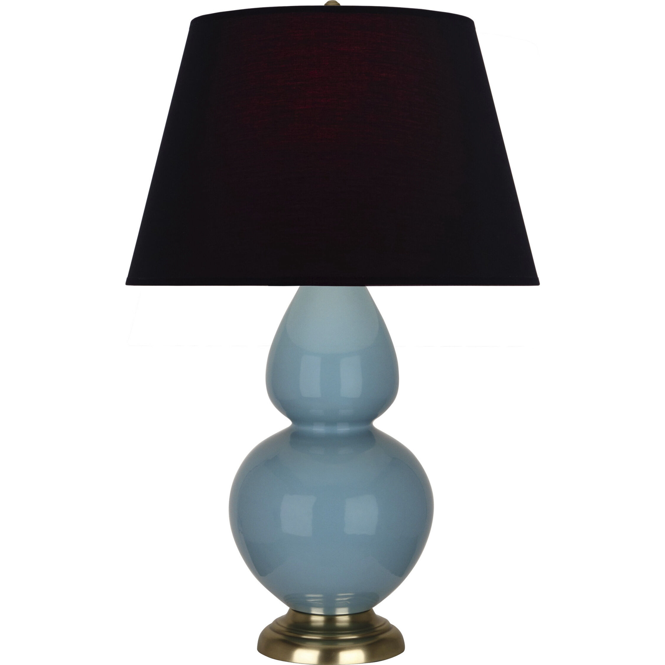 Double Gourd 31 inch 150 watt Steel Blue Glazed Ceramic with Antique Brass Table Lamp Portable Light in Ink Black with Rose Red