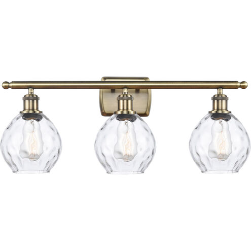 Ballston Small Waverly 3 Light 26 inch Antique Brass Bath Vanity Light Wall Light in Incandescent, Clear Glass, Ballston