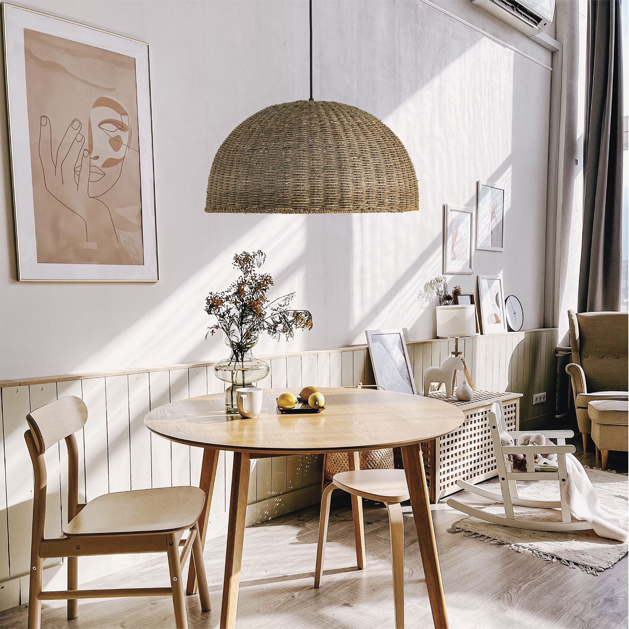 Pourel 3 Light 23.75 inch Natural Pendant Ceiling Light