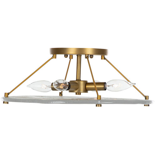 Madison 4 Light 16 inch Stained Gold / Cast Glass Flush Mount Ceiling Light