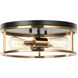 Clarke 2 Light 14 inch Black and Aged Gold Brass Flush Mount Ceiling Light