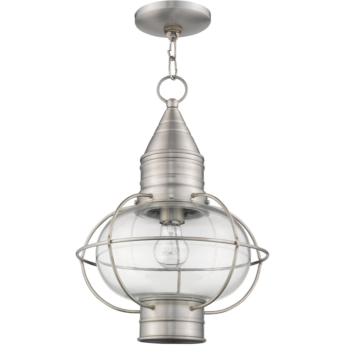 Newburyport 1 Light 12 inch Brushed Nickel Outdoor Pendant Lantern