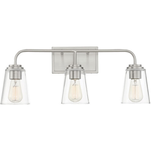 Transitional 3 Light 24 inch Brushed Nickel Bathroom Vanity Light Wall Light