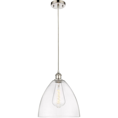 Ballston Dome 1 Light 12 inch Polished Nickel Mini Pendant Ceiling Light in Clear Glass