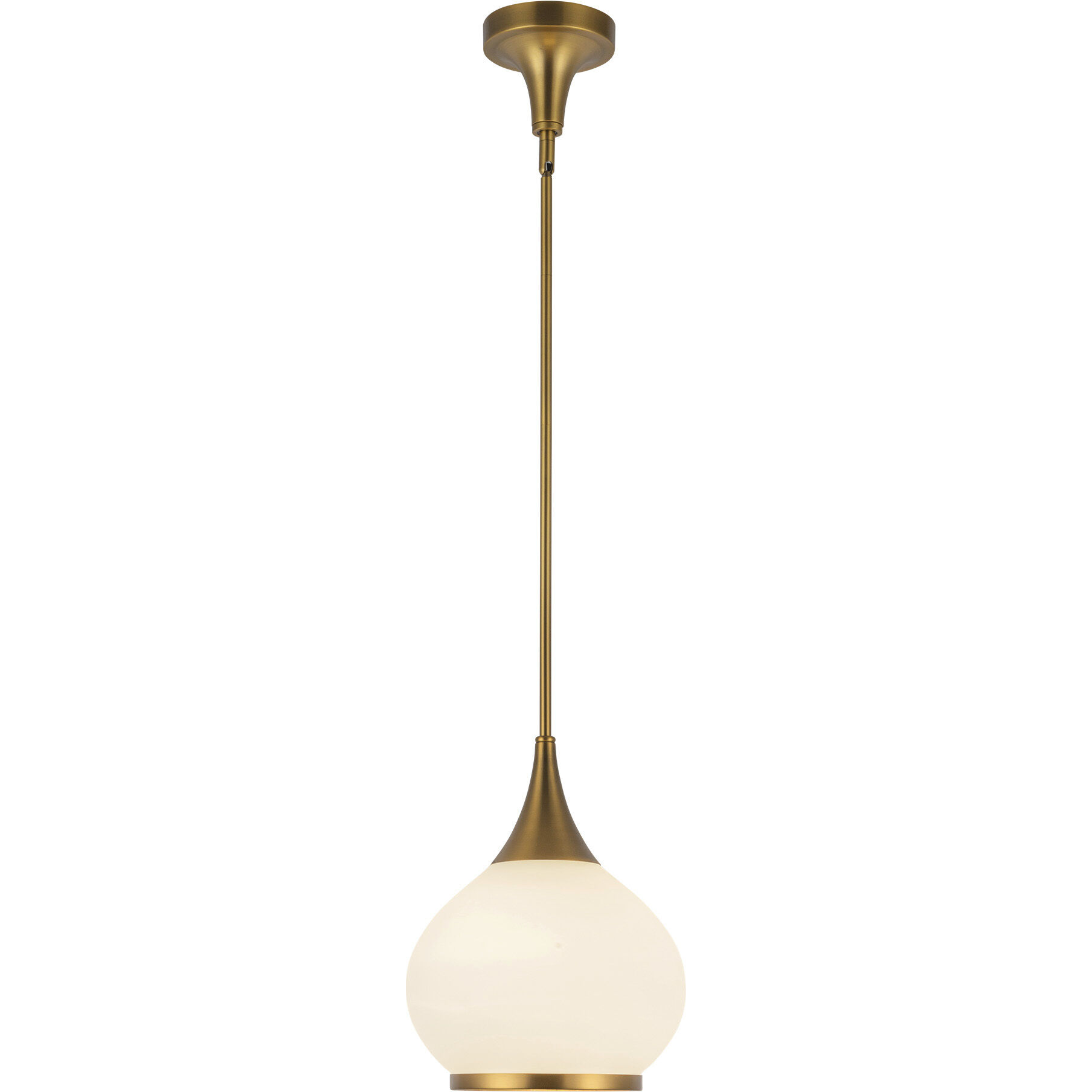 Alora Mood Hazel Pendant Ceiling Light in Aged Gold, Matte Opal Glass