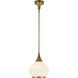 Alora Mood Hazel Pendant Ceiling Light in Aged Gold, Matte Opal Glass