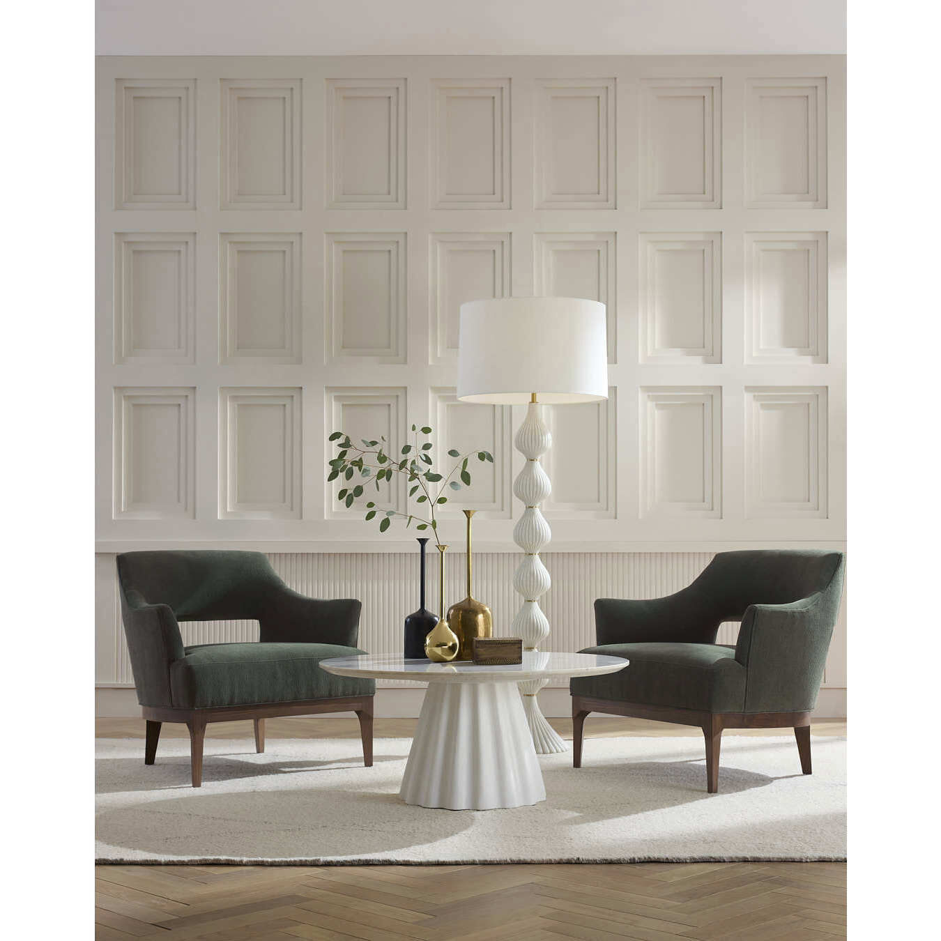 Rinny 38 inch White and White Gesso Coffee Table