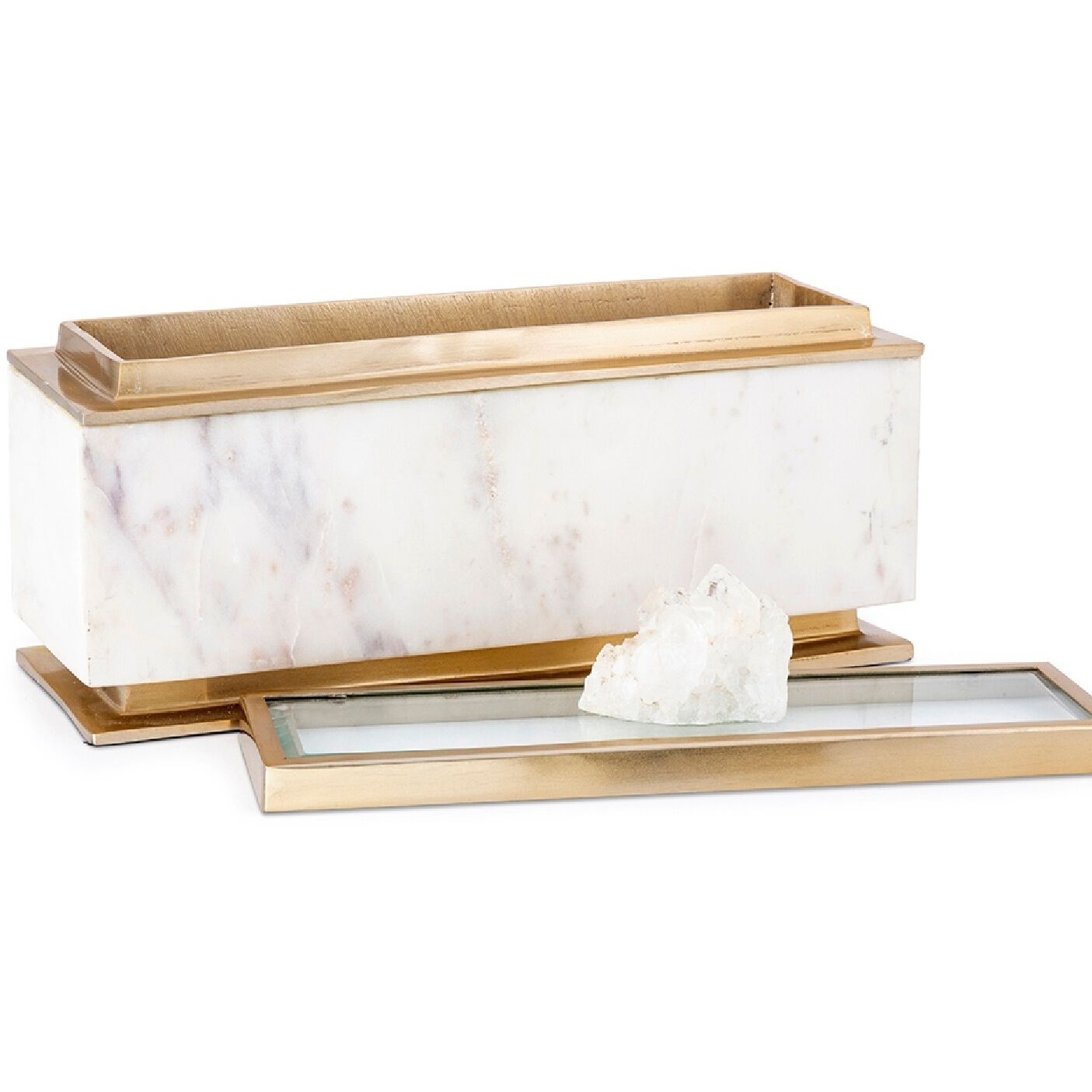 Anita 14 X 4.5 inch White/Gold Decorative Box