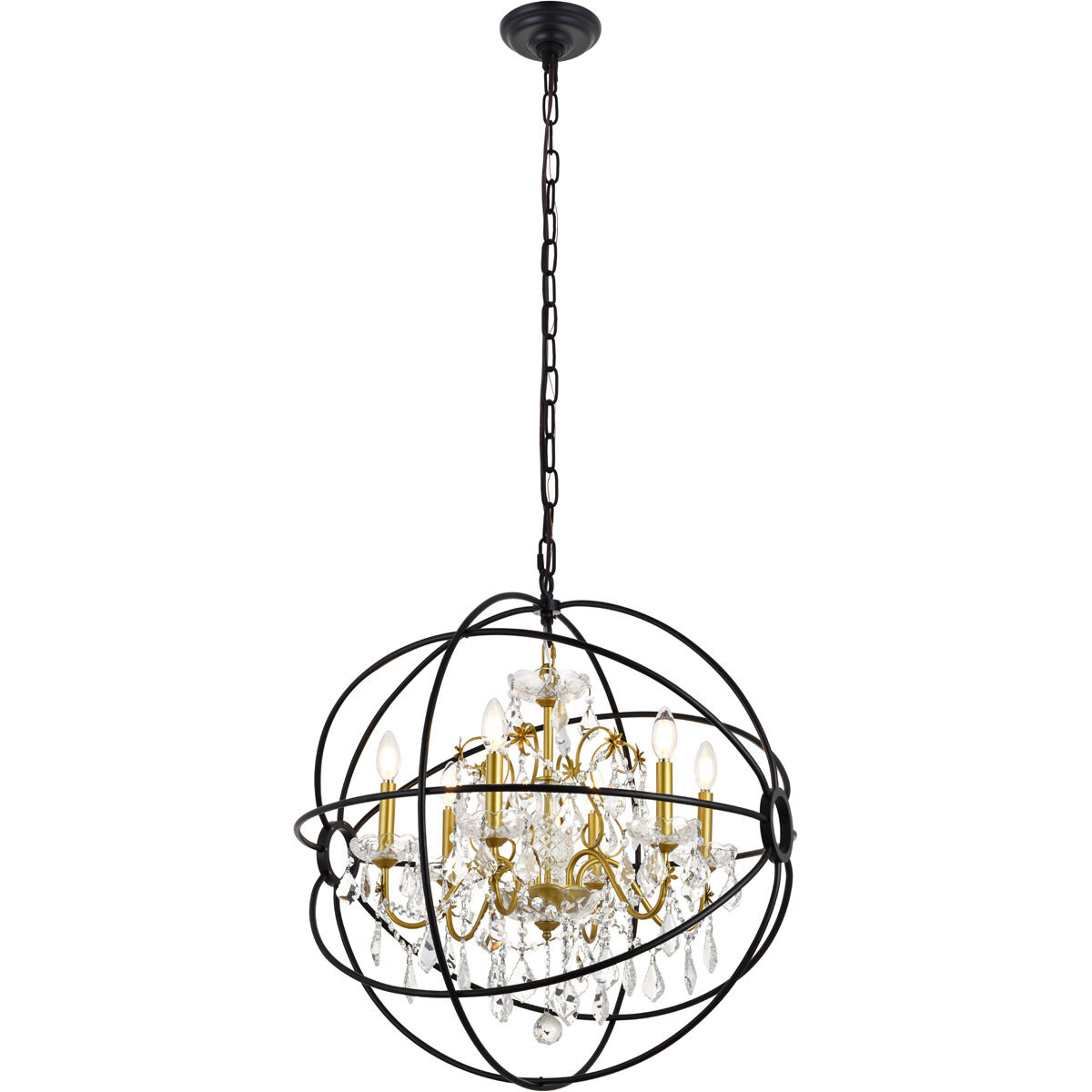 Cordelia 6 Light 26 inch Black and Gold Pendant Ceiling Light