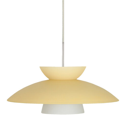 Trilo 1 Light Satin Nickel Pendant Ceiling Light in Champagne Glass, Halogen