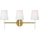 kate spade new york Monroe 3 Light 23 inch Burnished Brass Vanity Light Wall Light in Burnished Brass / Gloss White