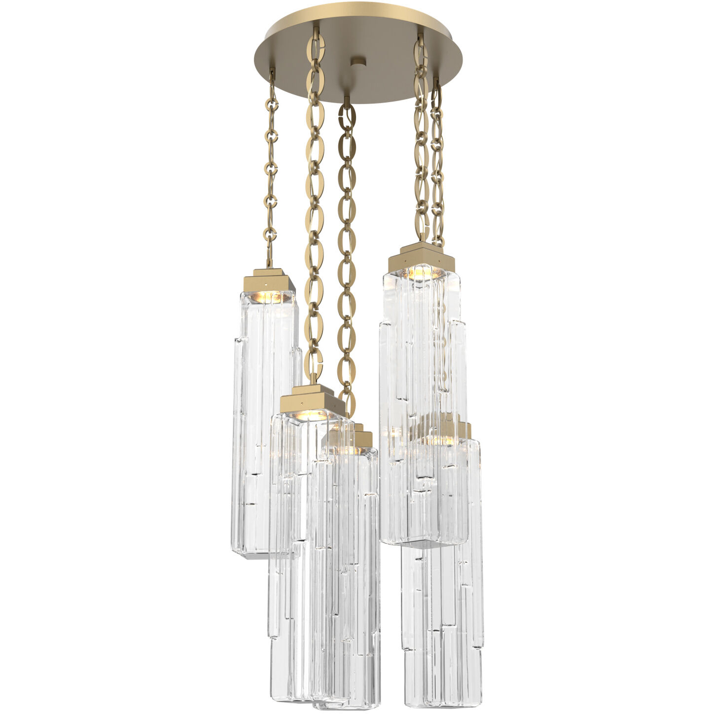Ledgestone LED 20.4 inch Gilded Brass Multi-Pendant Ceiling Light in 3000K LED, Oval Chain