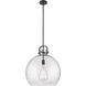 Newton Sphere 1 Light 18 inch Matte Black Pendant Ceiling Light in Seedy Glass