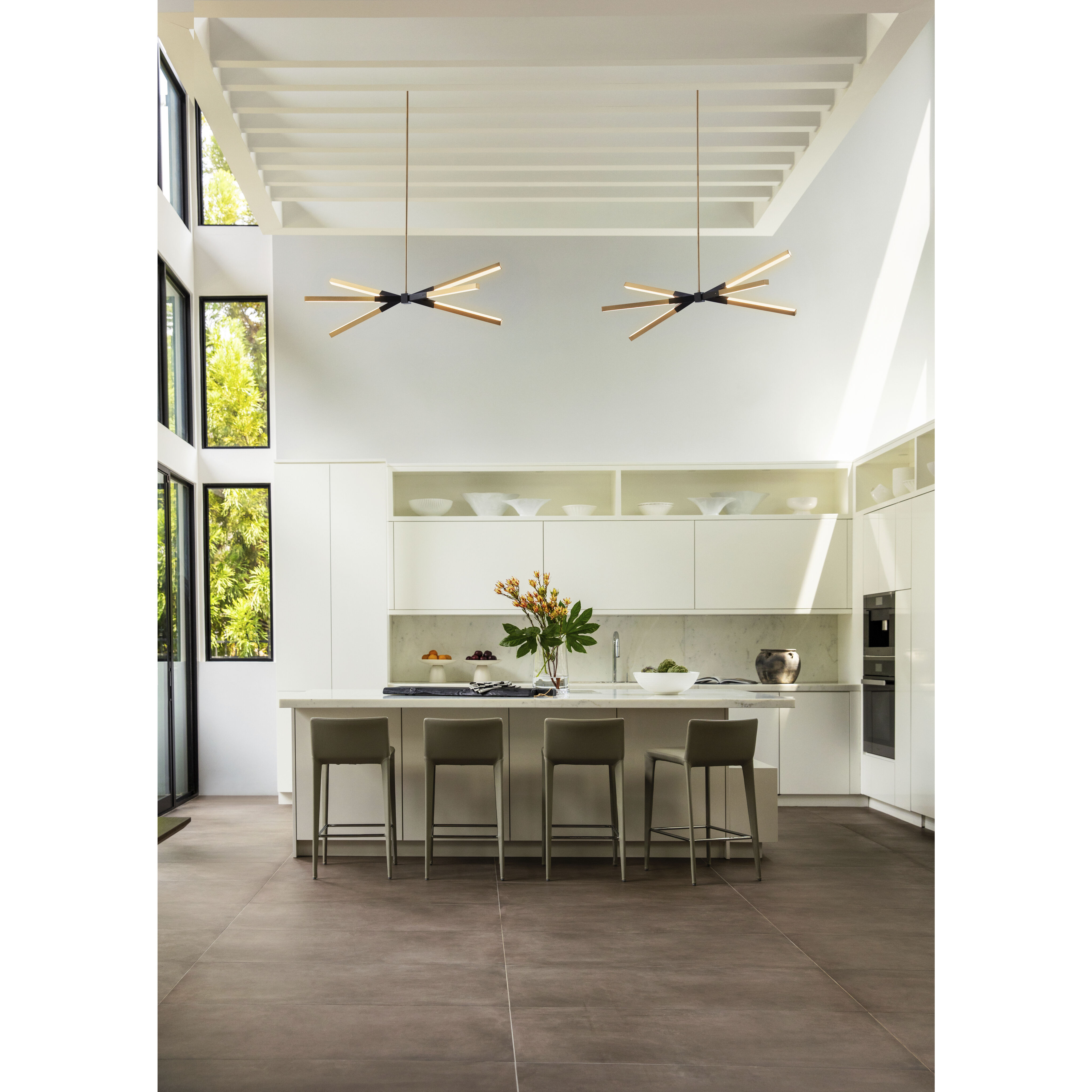 Rae LED 39 inch Lacquered Brass Chandelier Ceiling Light, Linear & Oval