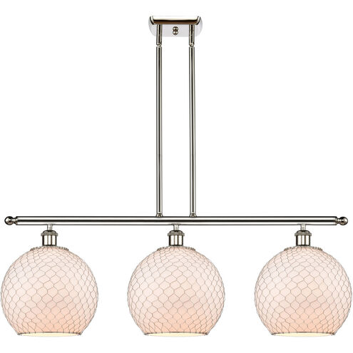 Ballston Large Farmhouse Chicken Wire 3 Light 36 inch Polished Nickel Island Light Ceiling Light, Ballston