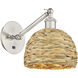 Woven Rattan Sconce Wall Light in Satin Nickel