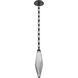 Rock Crystal LED 6 inch Matte Black Pendant Ceiling Light in 3000K LED, Smoke, Rectangular Chain