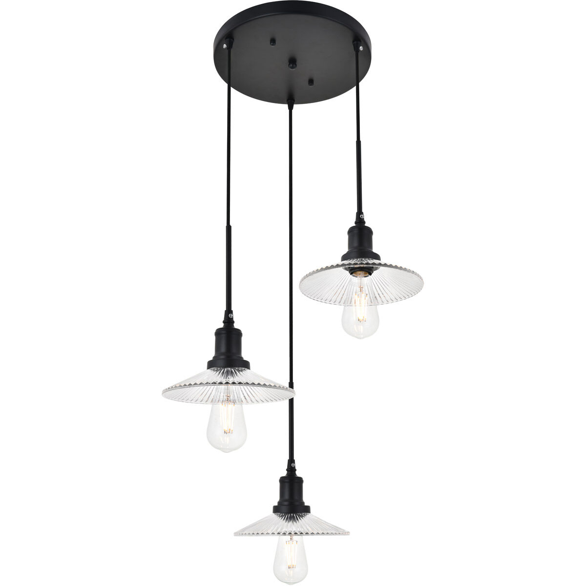 Waltz 3 Light 19 inch Black Pendant Ceiling Light