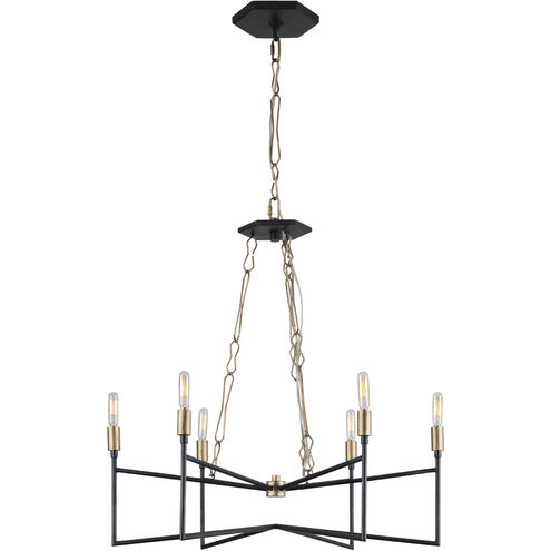 Bodie 6 Light 26 inch Havana Gold and Carbon Chandelier Ceiling Light