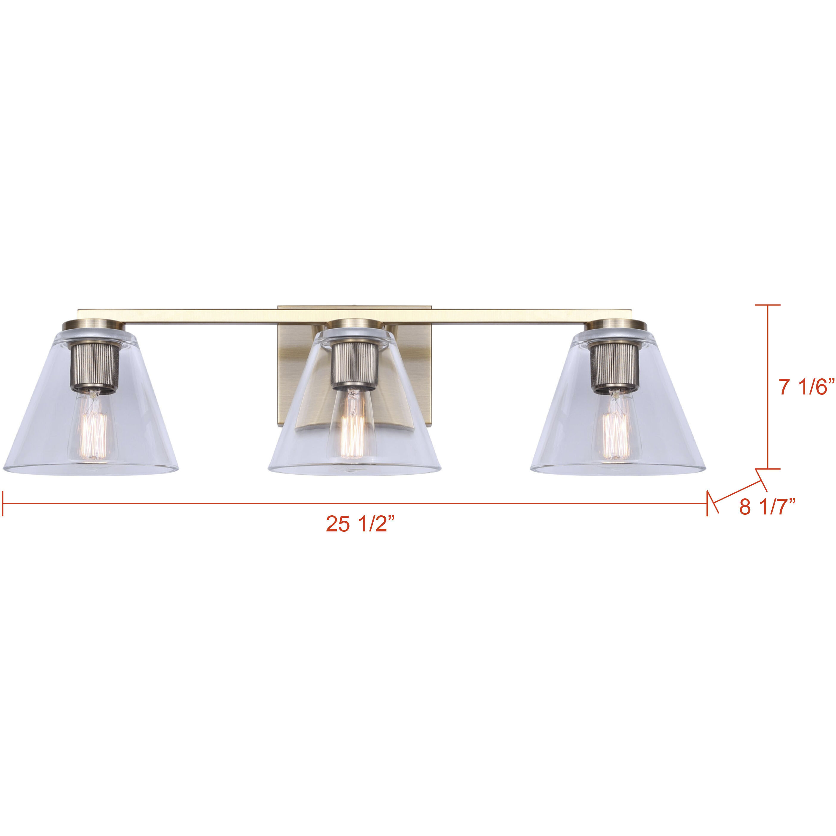 Berklie 3 Light 25.5 inch Gold Vanity Light Wall Light