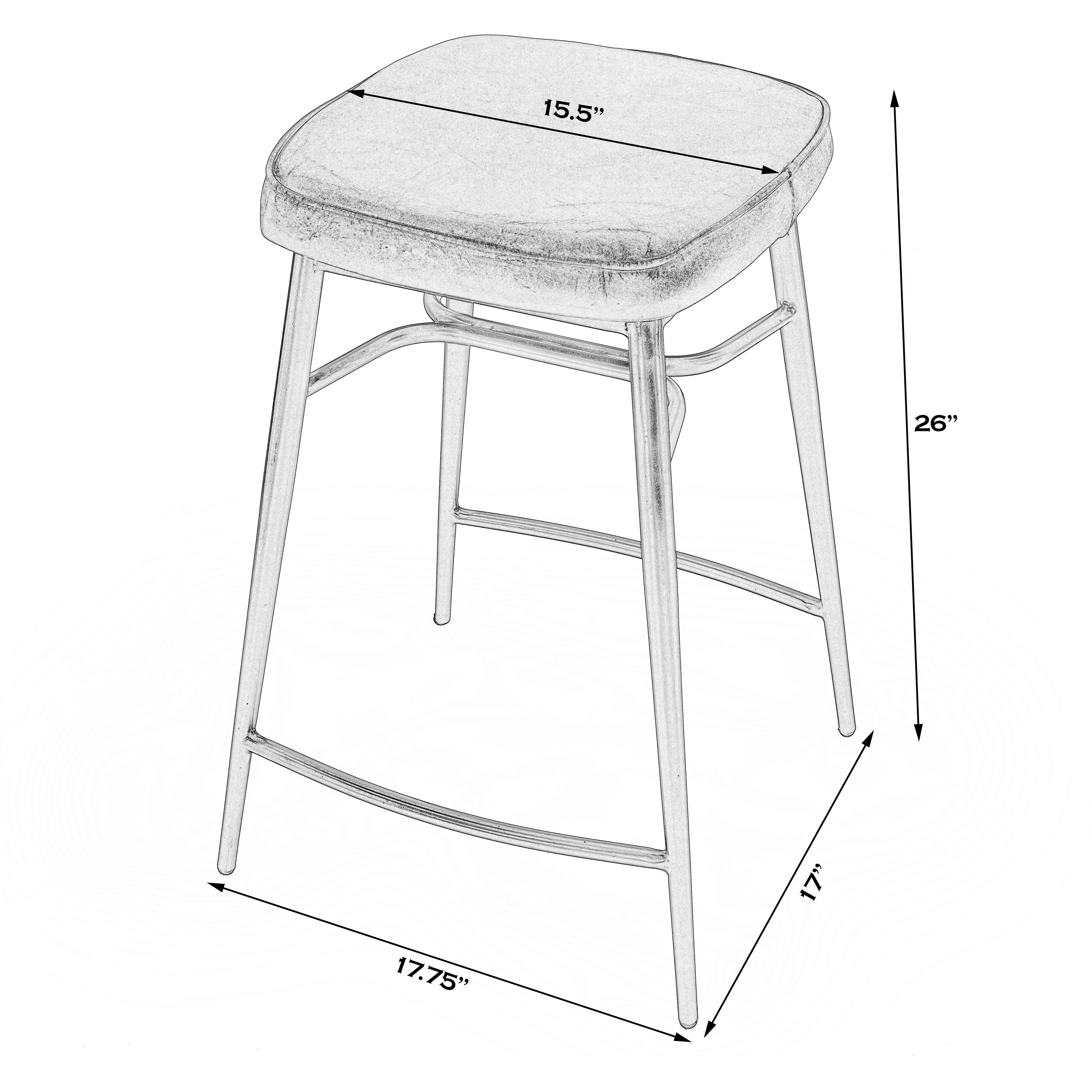 Arlington 26" Square Leather 26" Counter Stool in Medium Brown