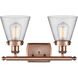Ballston Small Cone 2 Light 16 inch Antique Copper Bath Vanity Light Wall Light in Clear Glass