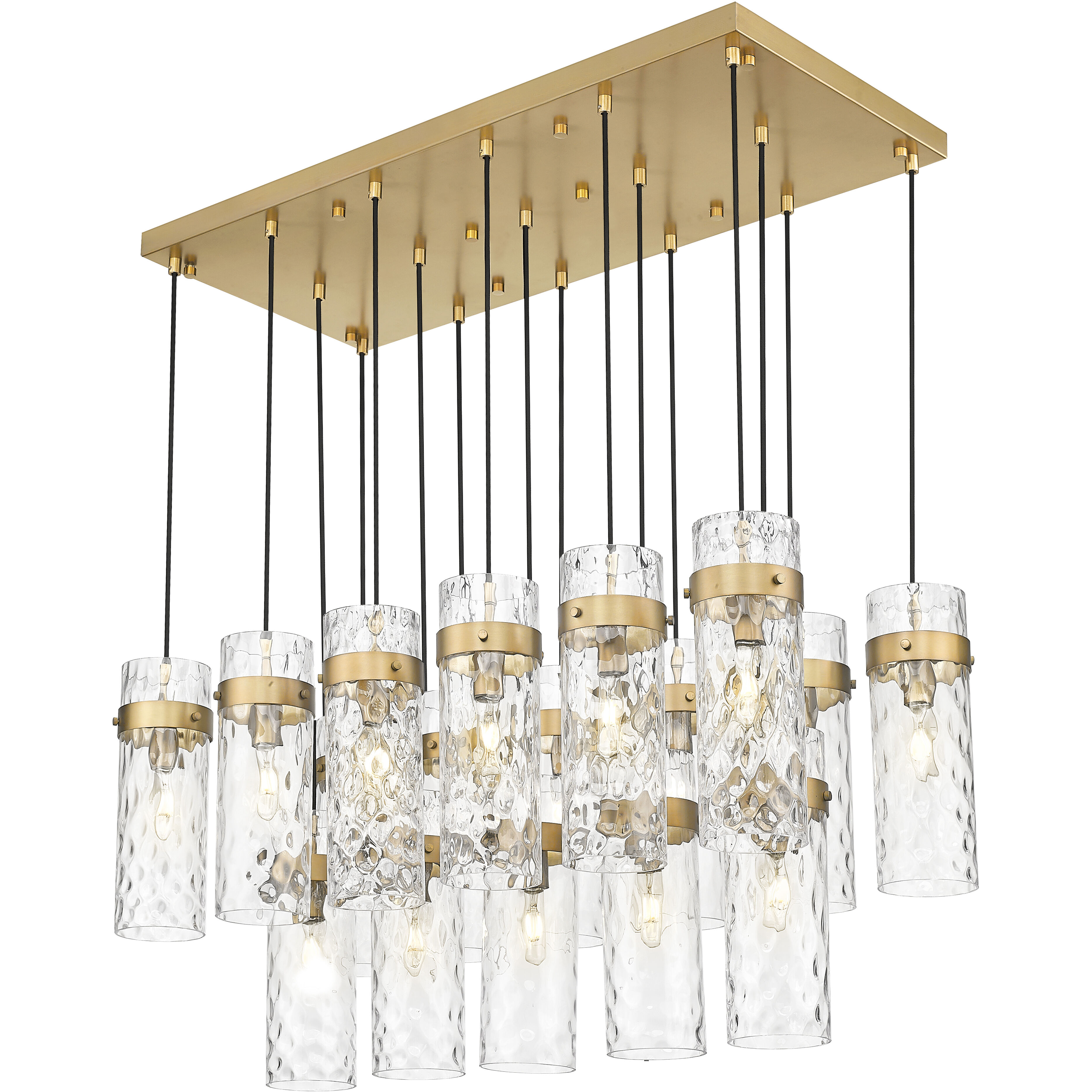 Fontaine Linear Chandelier Ceiling Light in Rubbed Brass