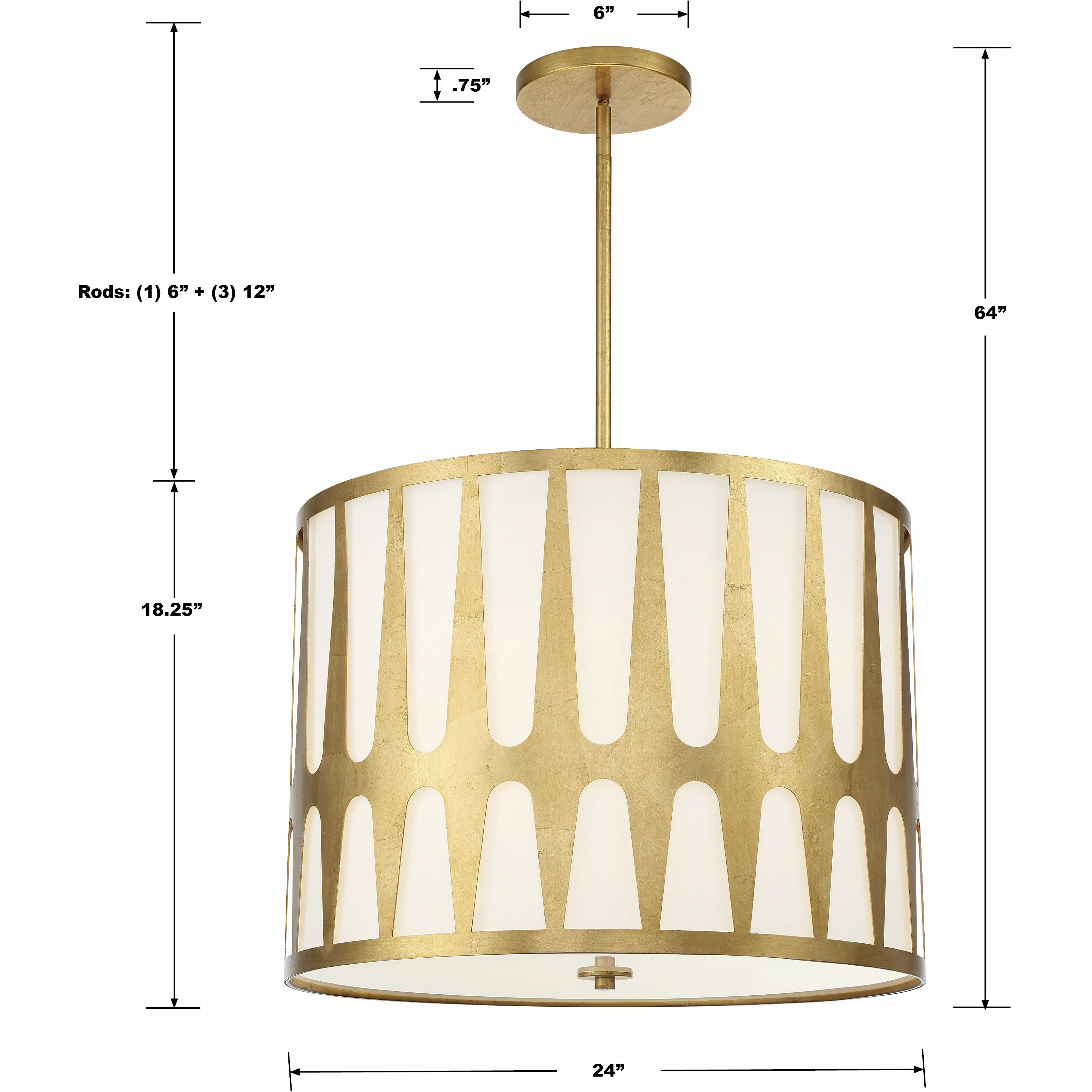 Royston Pendant Ceiling Light in Antique Gold