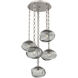 Nova 5 Light 24.2 inch Beige Silver Multi-Pendant Ceiling Light in Smoke, Oval Chain