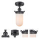 Austere Kingsbury LED 6 inch Matte Black Flush Mount Ceiling Light in Matte White Glass